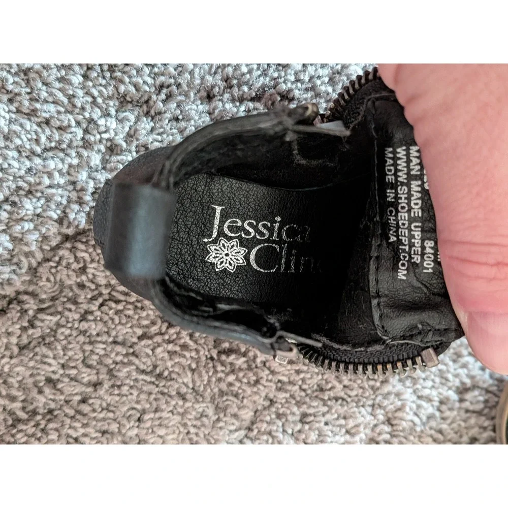 Jessica Cline Lil Dani Black Faux Leather Ankle Boots Toddler Girls Size 5M